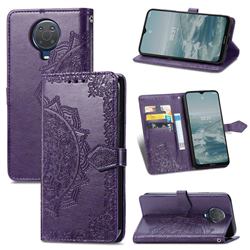 Embossing Imprint Mandala Flower Leather Wallet Case for Nokia 6.3 - Purple