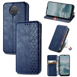 Ultra Slim Fashion Business Card Magnetic Automatic Suction Leather Flip Cover for Nokia 6.3 - Dark Blue