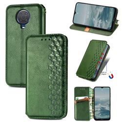 Ultra Slim Fashion Business Card Magnetic Automatic Suction Leather Flip Cover for Nokia 6.3 - Green