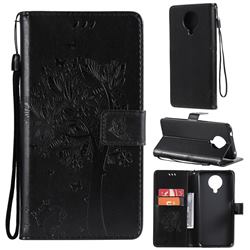 Embossing Butterfly Tree Leather Wallet Case for Nokia 6.3 - Black