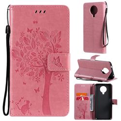 Embossing Butterfly Tree Leather Wallet Case for Nokia 6.3 - Pink
