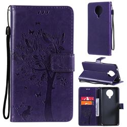 Embossing Butterfly Tree Leather Wallet Case for Nokia 6.3 - Purple
