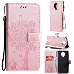 Embossing Butterfly Tree Leather Wallet Case for Nokia 6.3 - Rose Pink