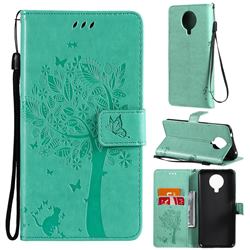 Embossing Butterfly Tree Leather Wallet Case for Nokia 6.3 - Cyan