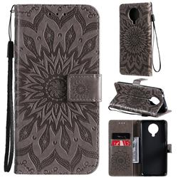 Embossing Sunflower Leather Wallet Case for Nokia 6.3 - Gray