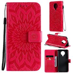Embossing Sunflower Leather Wallet Case for Nokia 6.3 - Red