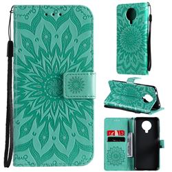 Embossing Sunflower Leather Wallet Case for Nokia 6.3 - Green