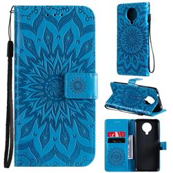 Embossing Sunflower Leather Wallet Case for Nokia 6.3 - Blue