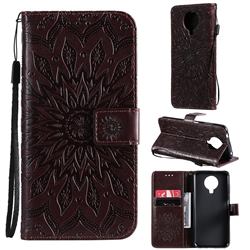 Embossing Sunflower Leather Wallet Case for Nokia 6.3 - Brown