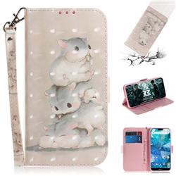 Three Squirrels 3D Painted Leather Wallet Phone Case for Nokia 7.1