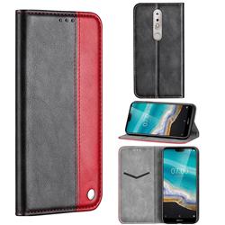 Classic Business Ultra Slim Magnetic Sucking Stitching Flip Cover for Nokia 7.1 - Red