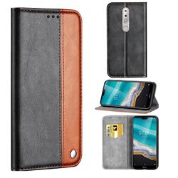 Classic Business Ultra Slim Magnetic Sucking Stitching Flip Cover for Nokia 7.1 - Brown