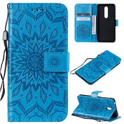 Embossing Sunflower Leather Wallet Case for Nokia 7.1 - Blue