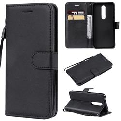 Retro Greek Classic Smooth PU Leather Wallet Phone Case for Nokia 7.1 - Black