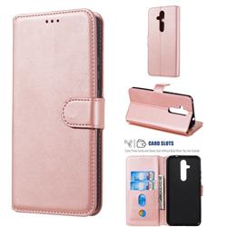 Retro Calf Matte Leather Wallet Phone Case for Nokia 7.1 - Pink