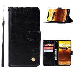 Luxury Retro Leather Wallet Case for Nokia 8.1 (Nokia X7) - Black