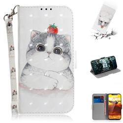Cute Tomato Cat 3D Painted Leather Wallet Phone Case for Nokia 8.1 (Nokia X7)