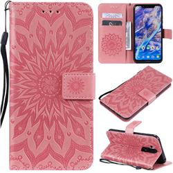 Embossing Sunflower Leather Wallet Case for Nokia 8.1 (Nokia X7) - Pink