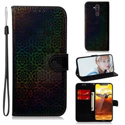 Laser Circle Shining Leather Wallet Phone Case for Nokia 8.1 (Nokia X7) - Black