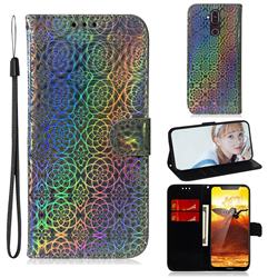 Laser Circle Shining Leather Wallet Phone Case for Nokia 8.1 (Nokia X7) - Silver