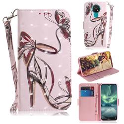 Butterfly High Heels 3D Painted Leather Wallet Phone Case for Nokia 7.2