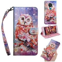 Colored Owl 3D Painted Leather Wallet Case for Nokia 7.2