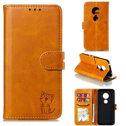 Embossing Happy Cat Leather Wallet Case for Nokia 7.2 - Yellow