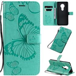 Embossing 3D Butterfly Leather Wallet Case for Nokia 7.2 - Green