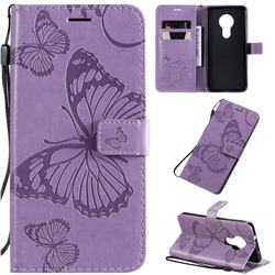 Embossing 3D Butterfly Leather Wallet Case for Nokia 7.2 - Purple
