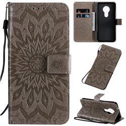 Embossing Sunflower Leather Wallet Case for Nokia 7.2 - Gray