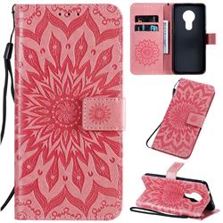 Embossing Sunflower Leather Wallet Case for Nokia 7.2 - Pink