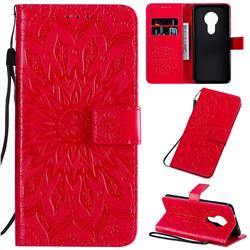 Embossing Sunflower Leather Wallet Case for Nokia 7.2 - Red