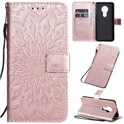 Embossing Sunflower Leather Wallet Case for Nokia 7.2 - Rose Gold