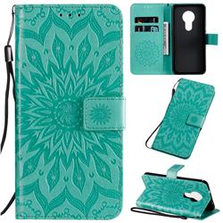 Embossing Sunflower Leather Wallet Case for Nokia 7.2 - Green