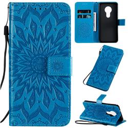 Embossing Sunflower Leather Wallet Case for Nokia 7.2 - Blue