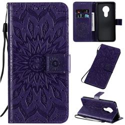 Embossing Sunflower Leather Wallet Case for Nokia 7.2 - Purple