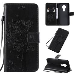 Embossing Butterfly Tree Leather Wallet Case for Nokia 7.2 - Black