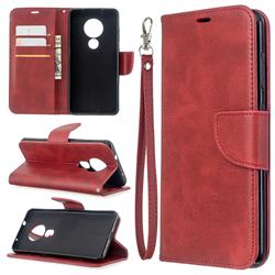 Classic Sheepskin PU Leather Phone Wallet Case for Nokia 7.2 - Red