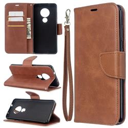 Classic Sheepskin PU Leather Phone Wallet Case for Nokia 7.2 - Brown