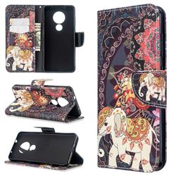 Totem Flower Elephant Leather Wallet Case for Nokia 7.2