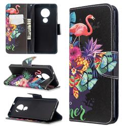 Flowers Flamingos Leather Wallet Case for Nokia 7.2