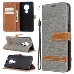 Jeans Cowboy Denim Leather Wallet Case for Nokia 7.2 - Gray