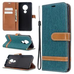 Jeans Cowboy Denim Leather Wallet Case for Nokia 7.2 - Green