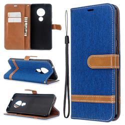 Jeans Cowboy Denim Leather Wallet Case for Nokia 7.2 - Sapphire