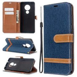 Jeans Cowboy Denim Leather Wallet Case for Nokia 7.2 - Dark Blue