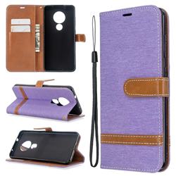 Jeans Cowboy Denim Leather Wallet Case for Nokia 7.2 - Purple