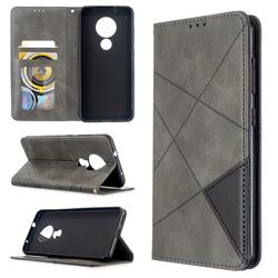 Prismatic Slim Magnetic Sucking Stitching Wallet Flip Cover for Nokia 7.2 - Gray