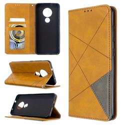 Prismatic Slim Magnetic Sucking Stitching Wallet Flip Cover for Nokia 7.2 - Yellow