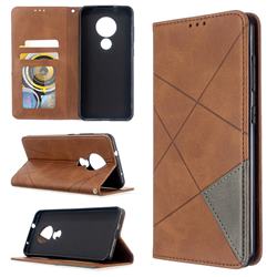 Prismatic Slim Magnetic Sucking Stitching Wallet Flip Cover for Nokia 7.2 - Brown