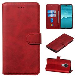 Retro Calf Matte Leather Wallet Phone Case for Nokia 7.2 - Red